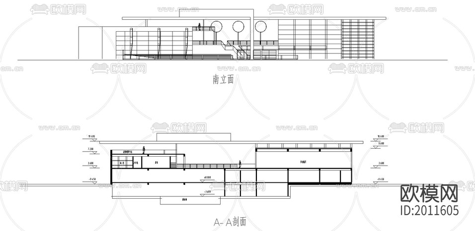 南會(huì)所CAD施工圖下載(渲染圖1)