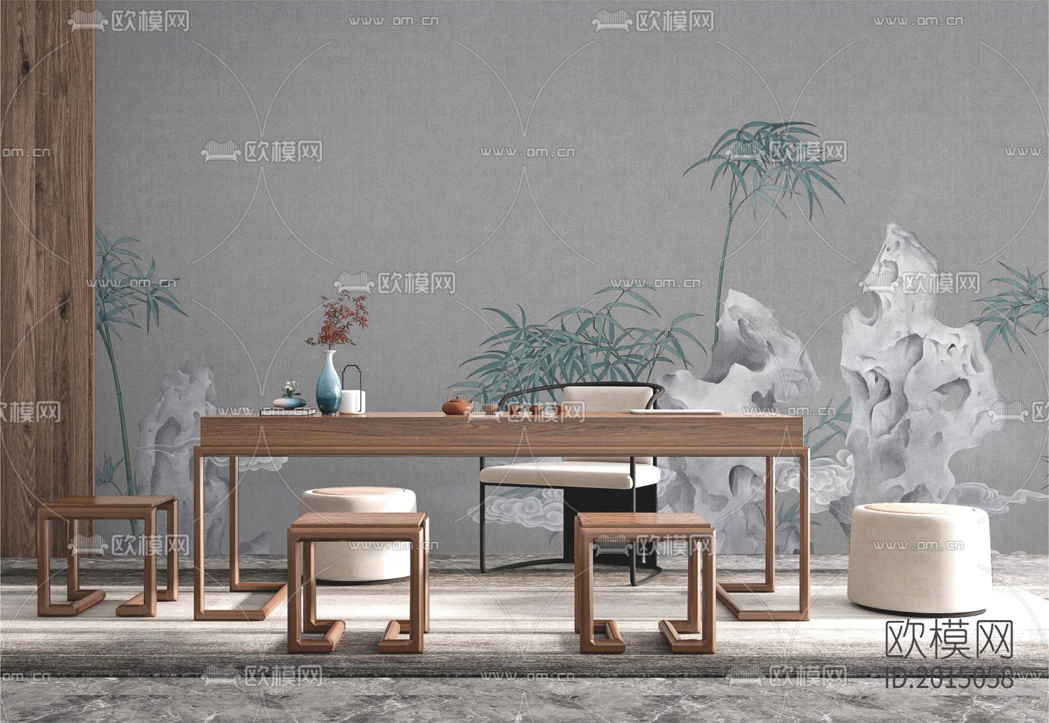 新中式竹林壁纸下载（渲染图4）