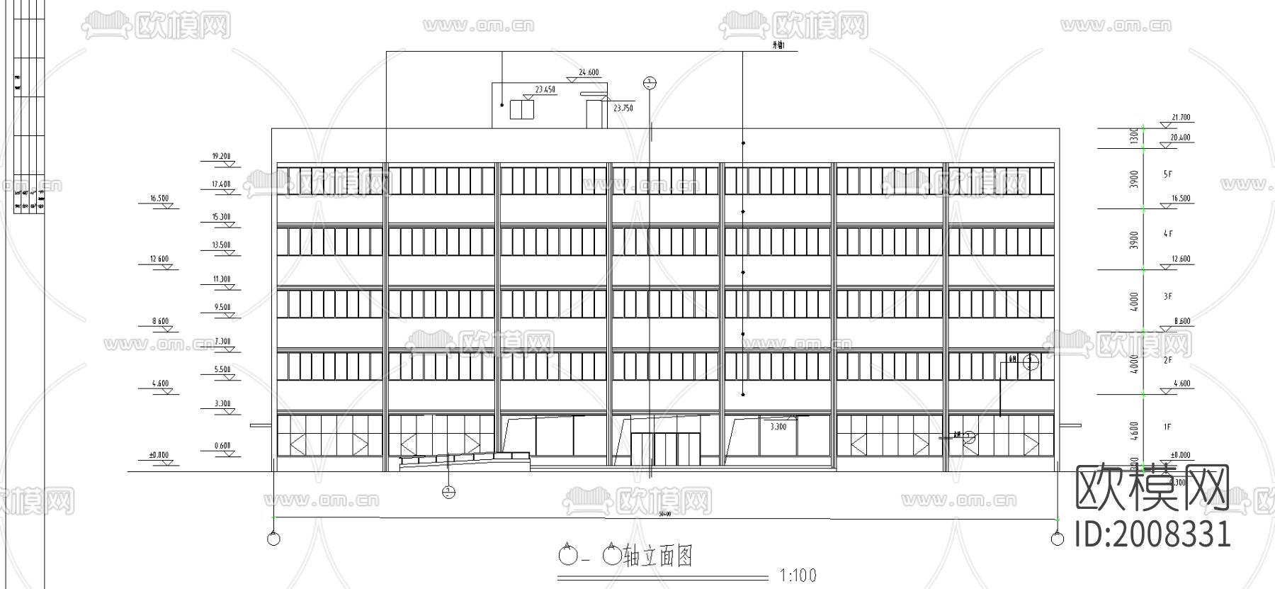 电子综合楼框架结构cad施工图下载（渲染图2）
