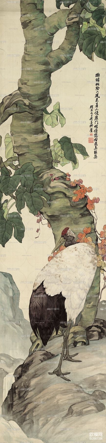 水墨丹顶鹤下载（渲染图3）