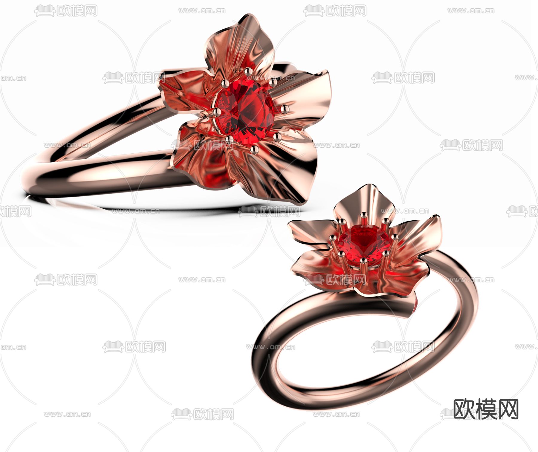 现代宝石戒指3d模型下载