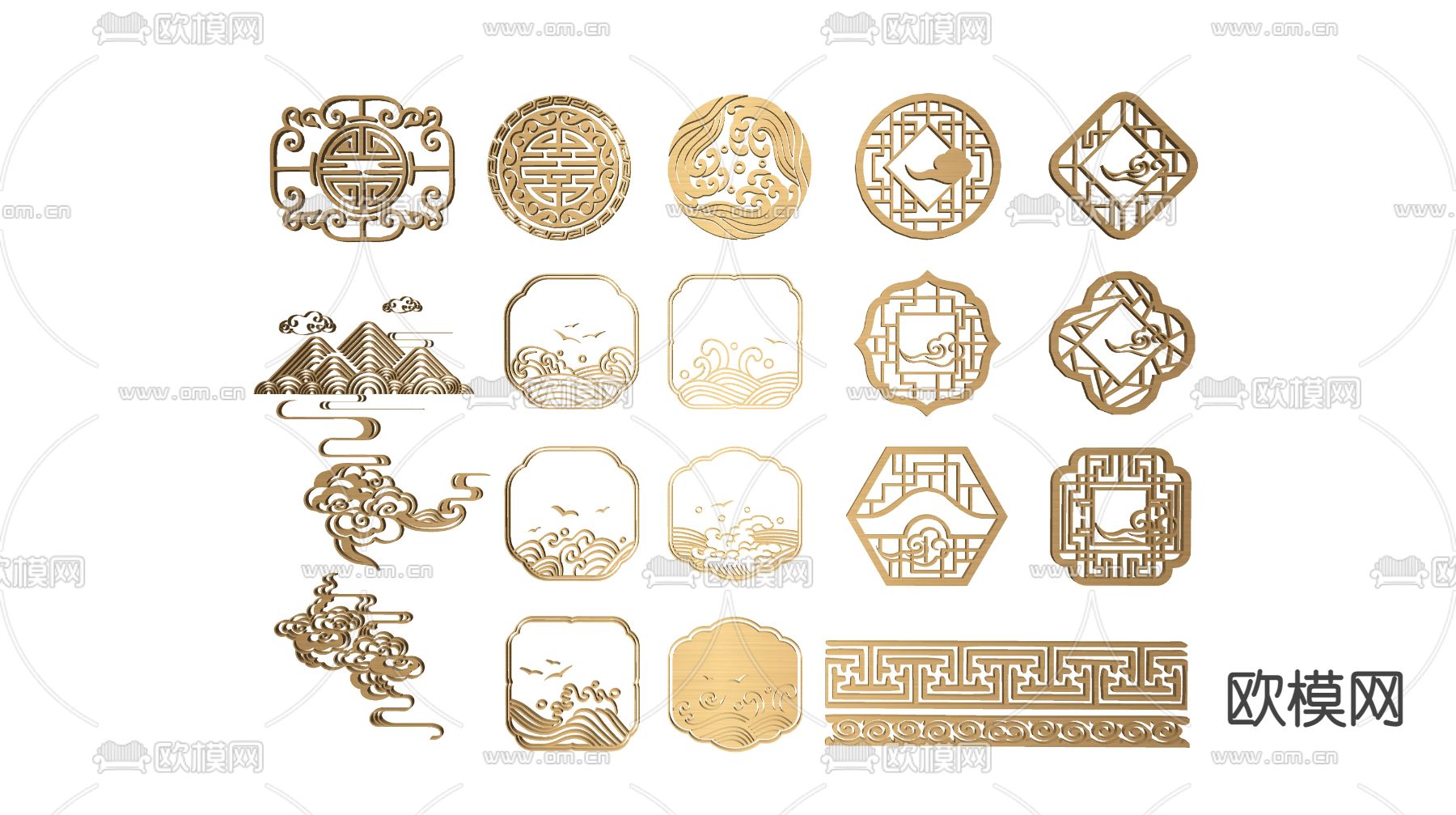 新中式祥云雕花su模型下载