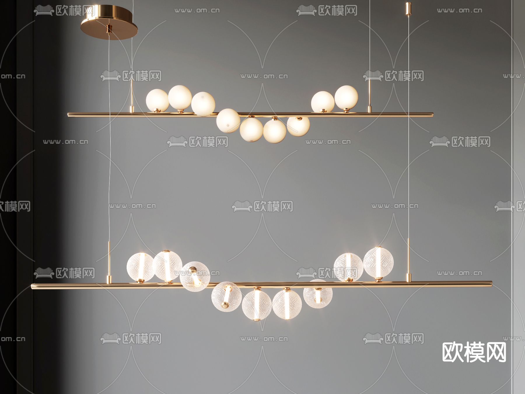 现代轻奢吊灯su模型下载（渲染图1）