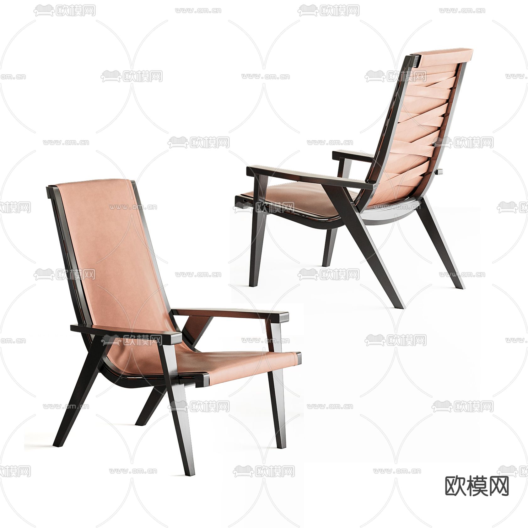 现代皮革休闲躺椅3d模型下载