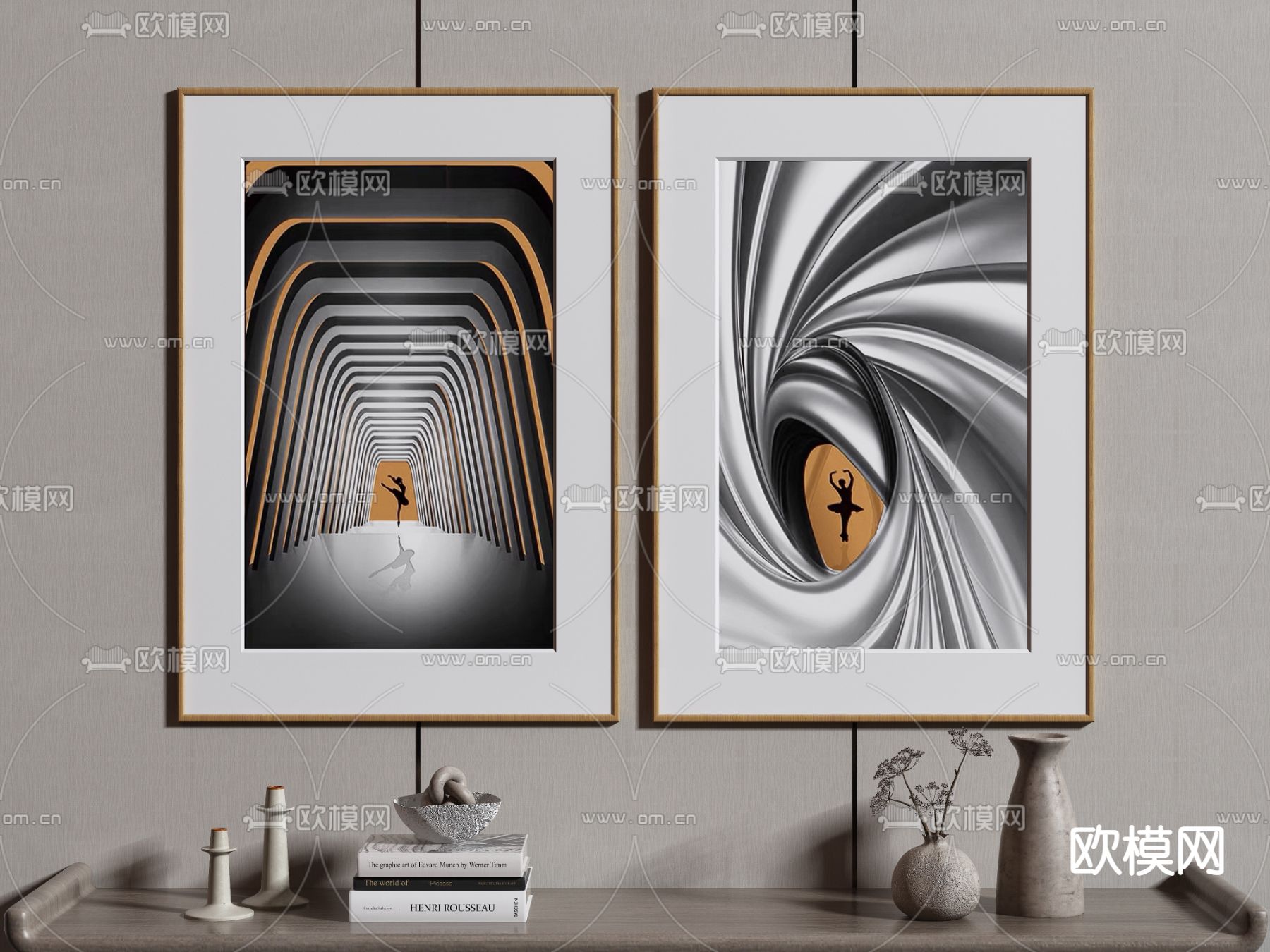 现代装饰挂画su模型下载（渲染图1）