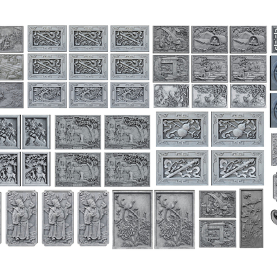  中式浮雕su模型 