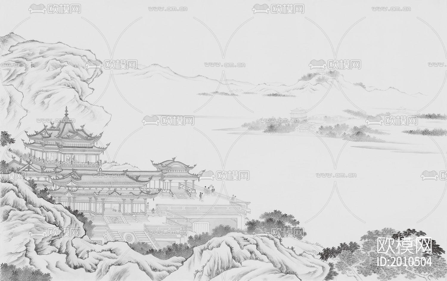 中式山水壁纸下载（渲染图2）