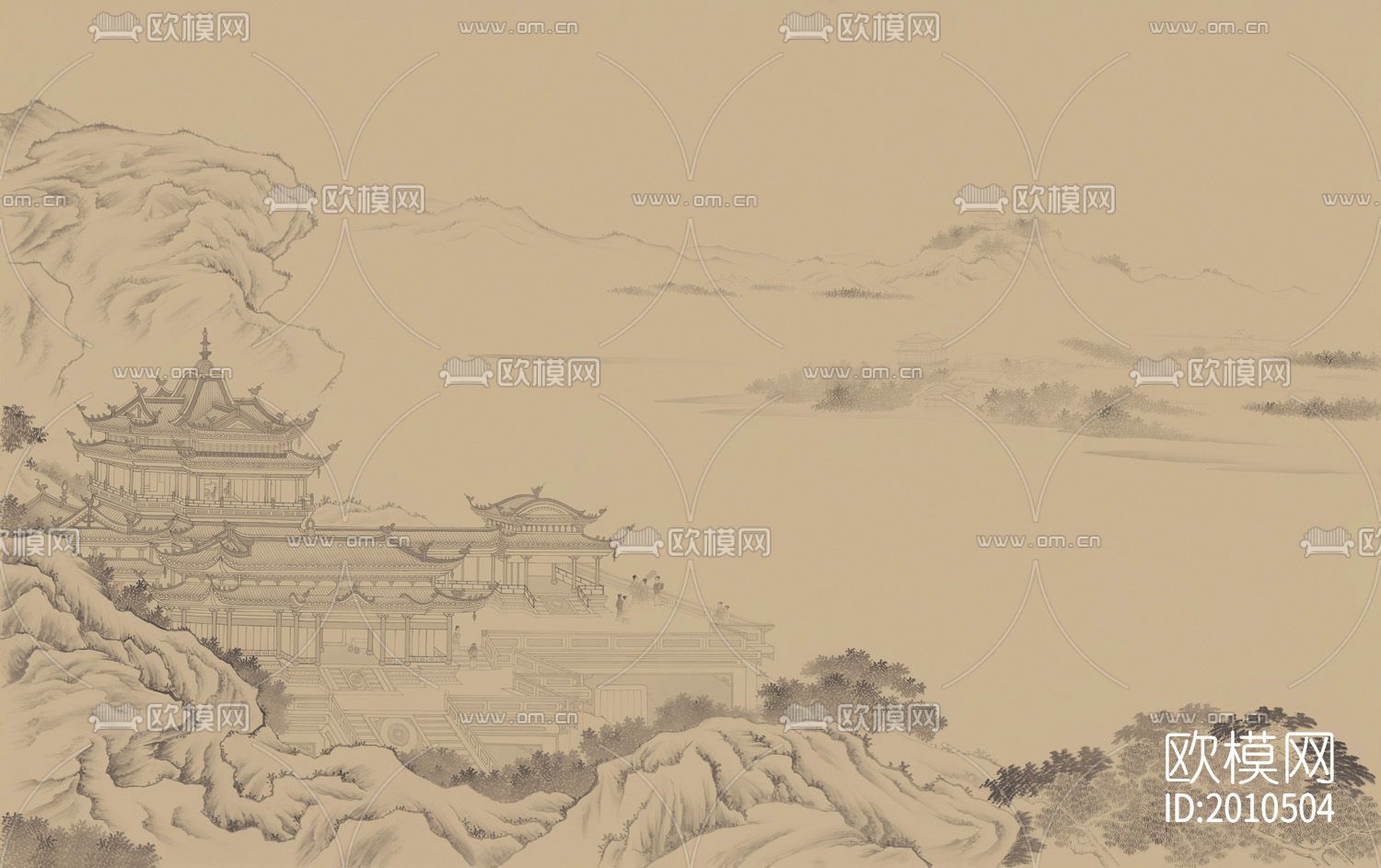 中式山水壁纸下载（渲染图6）