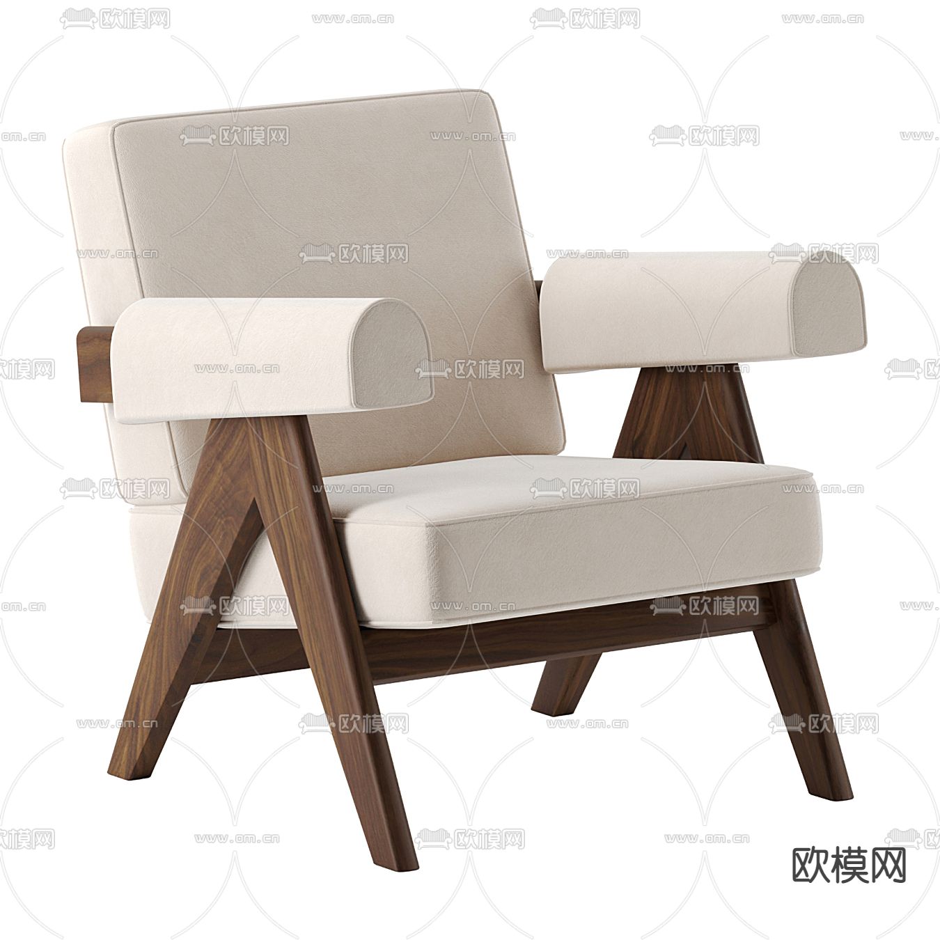 Cassina 布艺休闲椅3d模型下载（渲染图1）