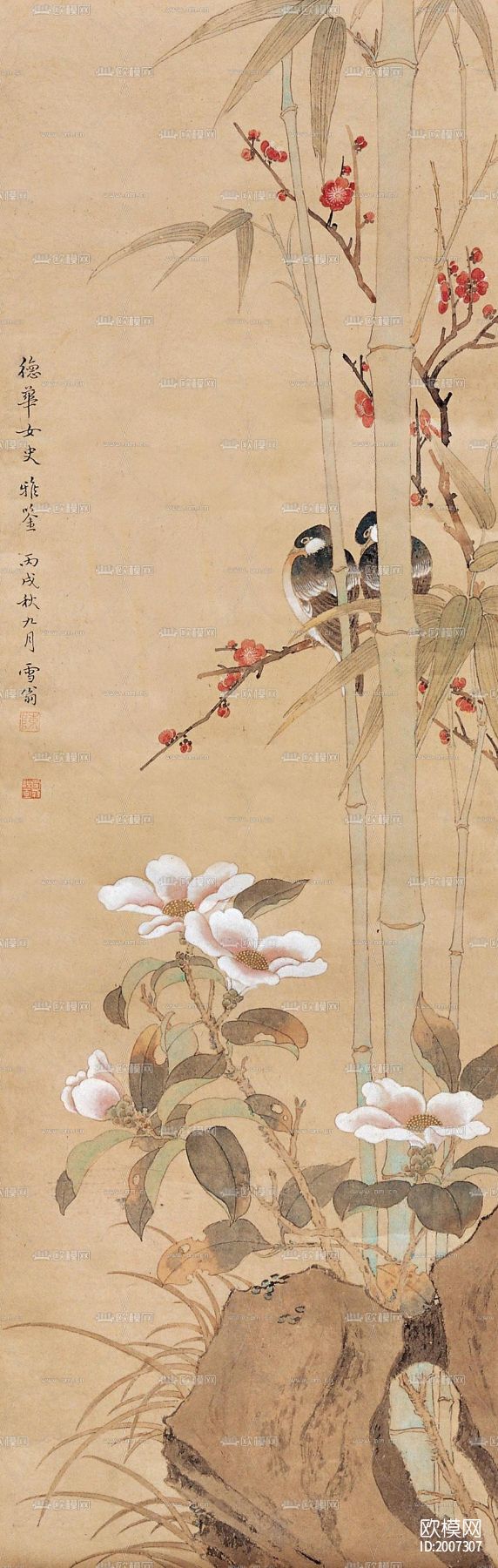 水墨花鸟下载（渲染图1）