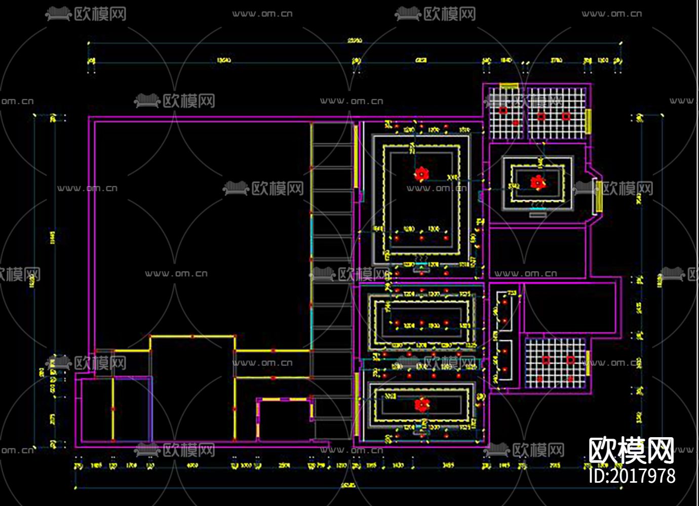 中式家装cad施工图下载（渲染图2）