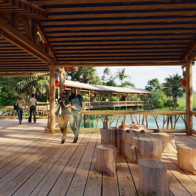  现代生态休闲亭su模型 