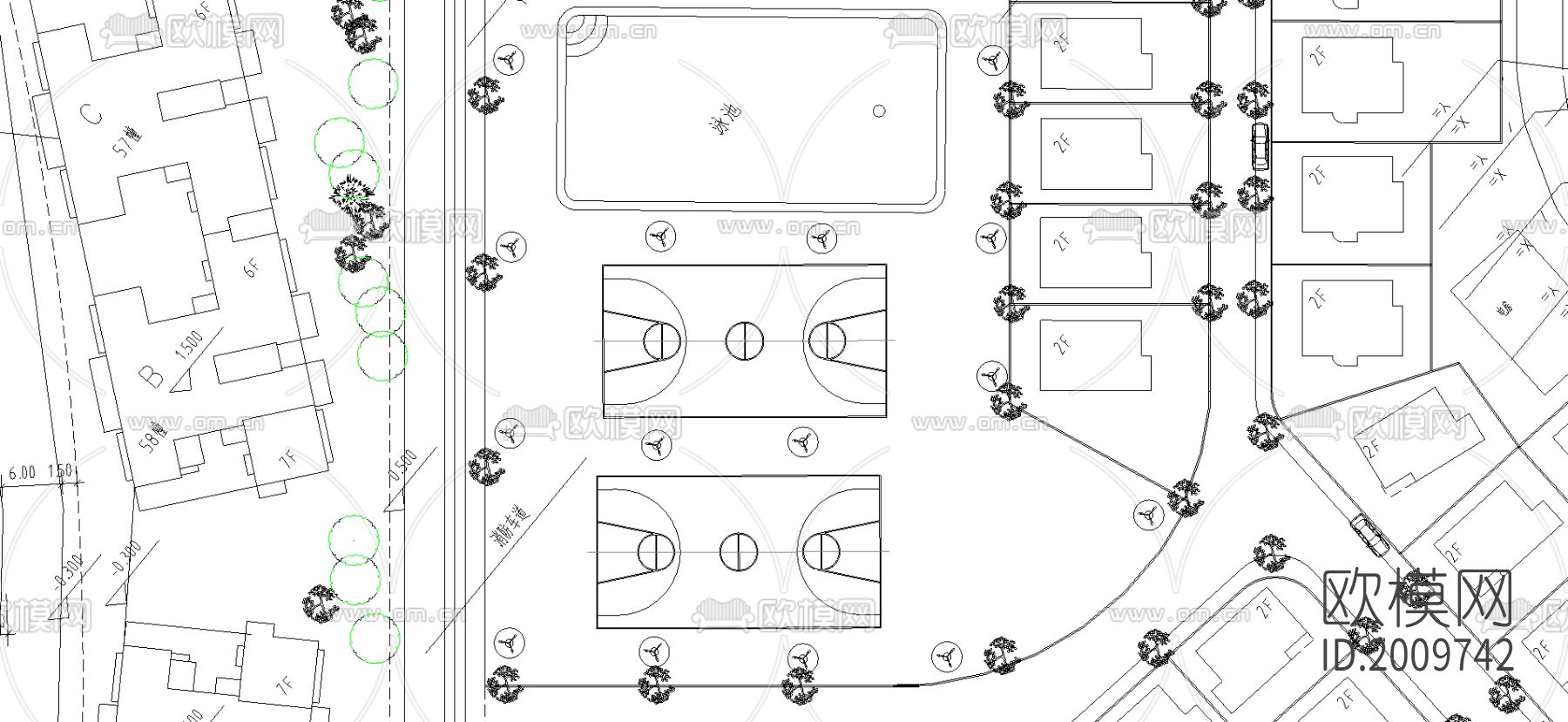 住宅区cad施工图下载（渲染图2）