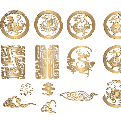  中式祥云雕花su模型 