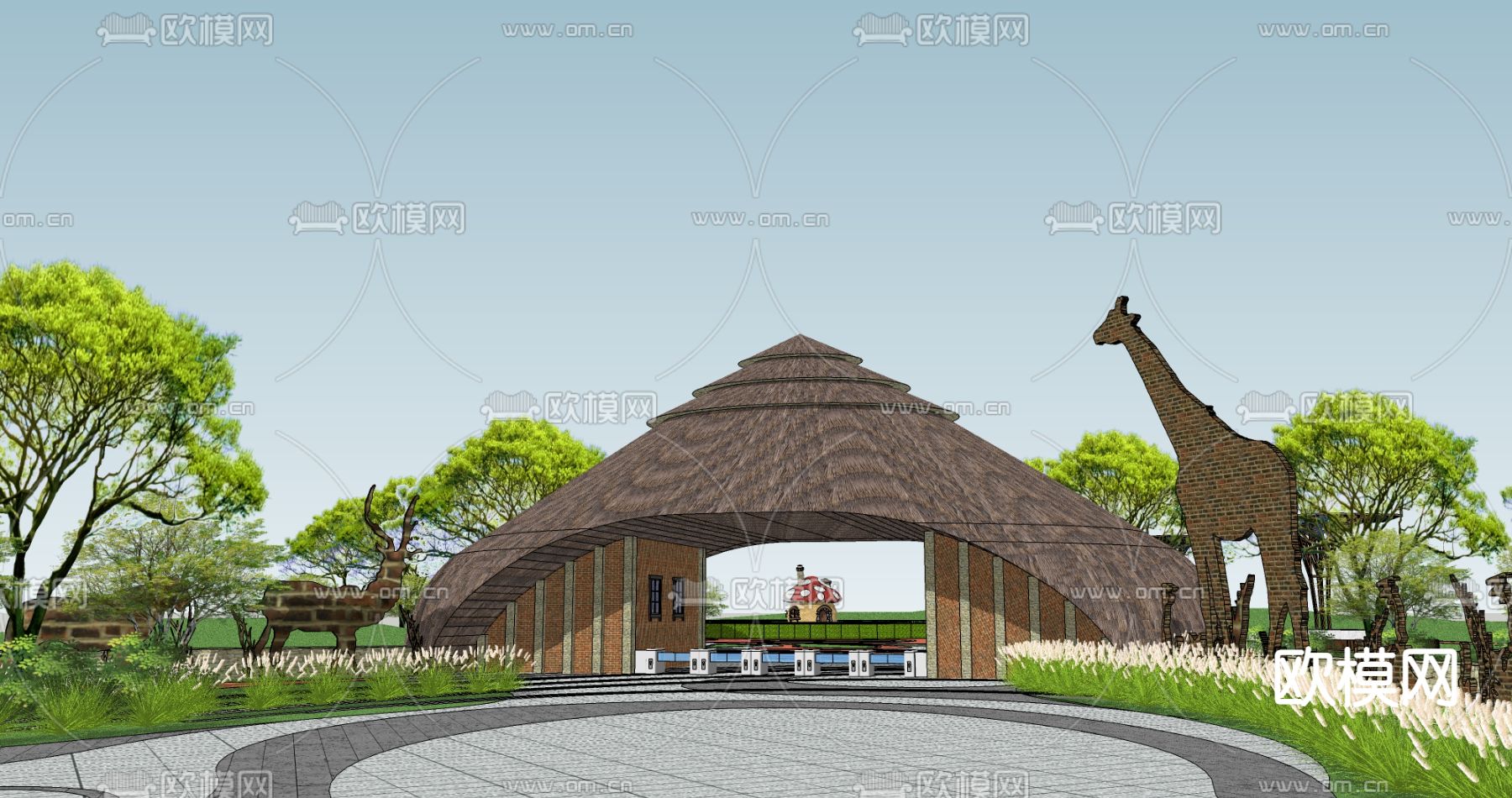 现代儿童游乐区su模型下载（渲染图2）