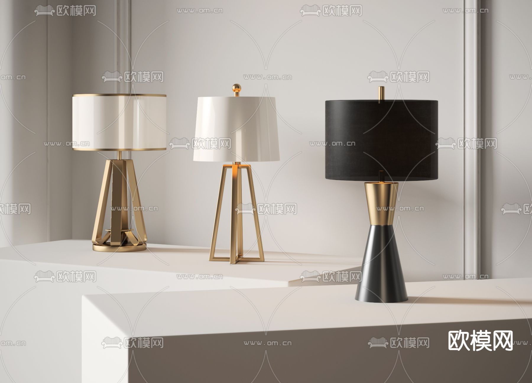 现代金属台灯3d模型下载_ID11858523_3dmax免费模型-欧模网