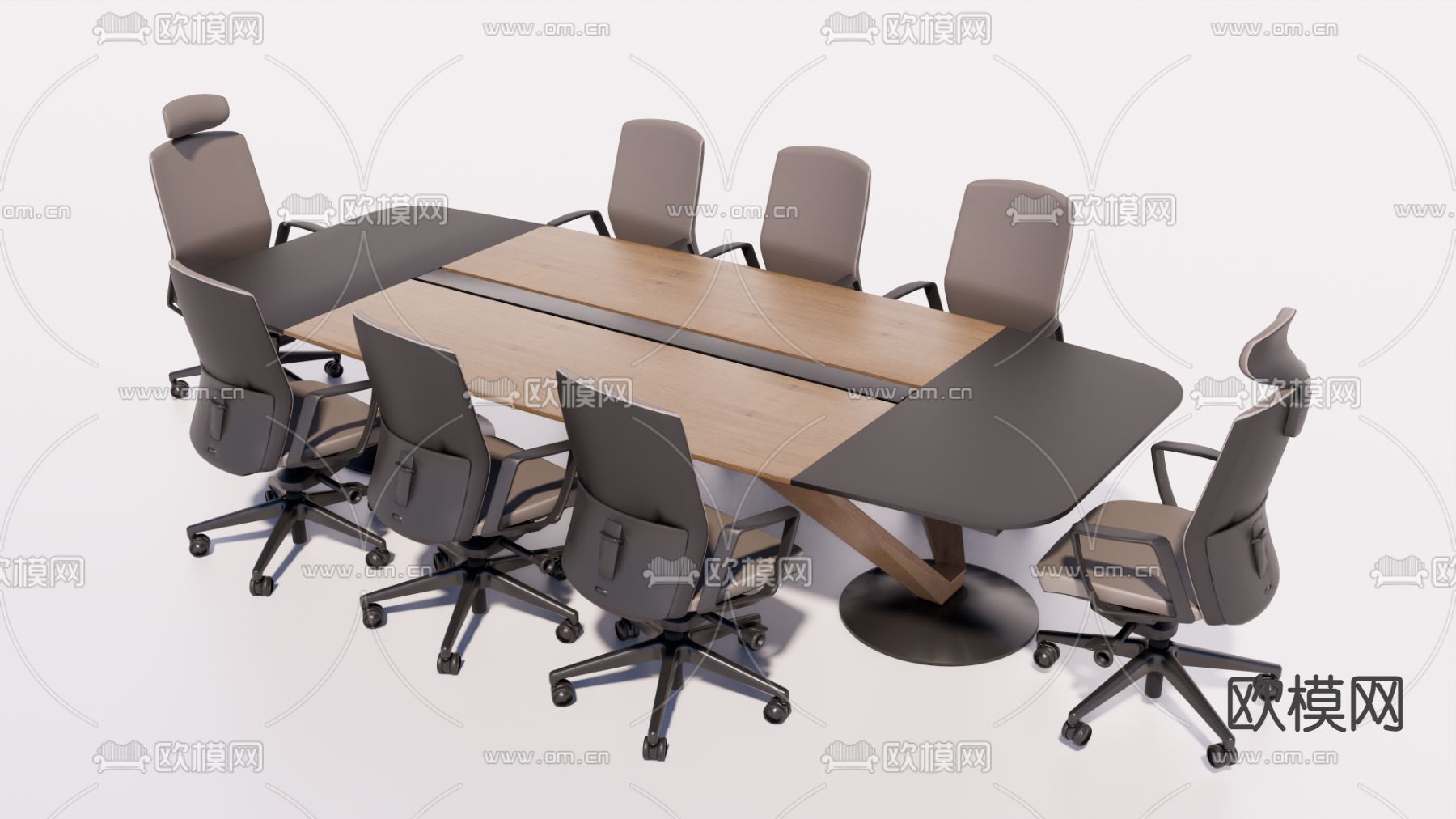 现代会议桌椅su模型下载（渲染图1）