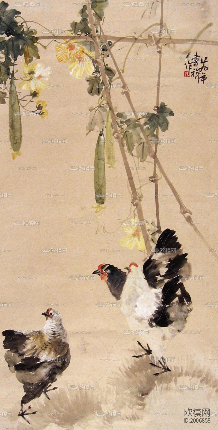 家禽山水画下载（渲染图1）