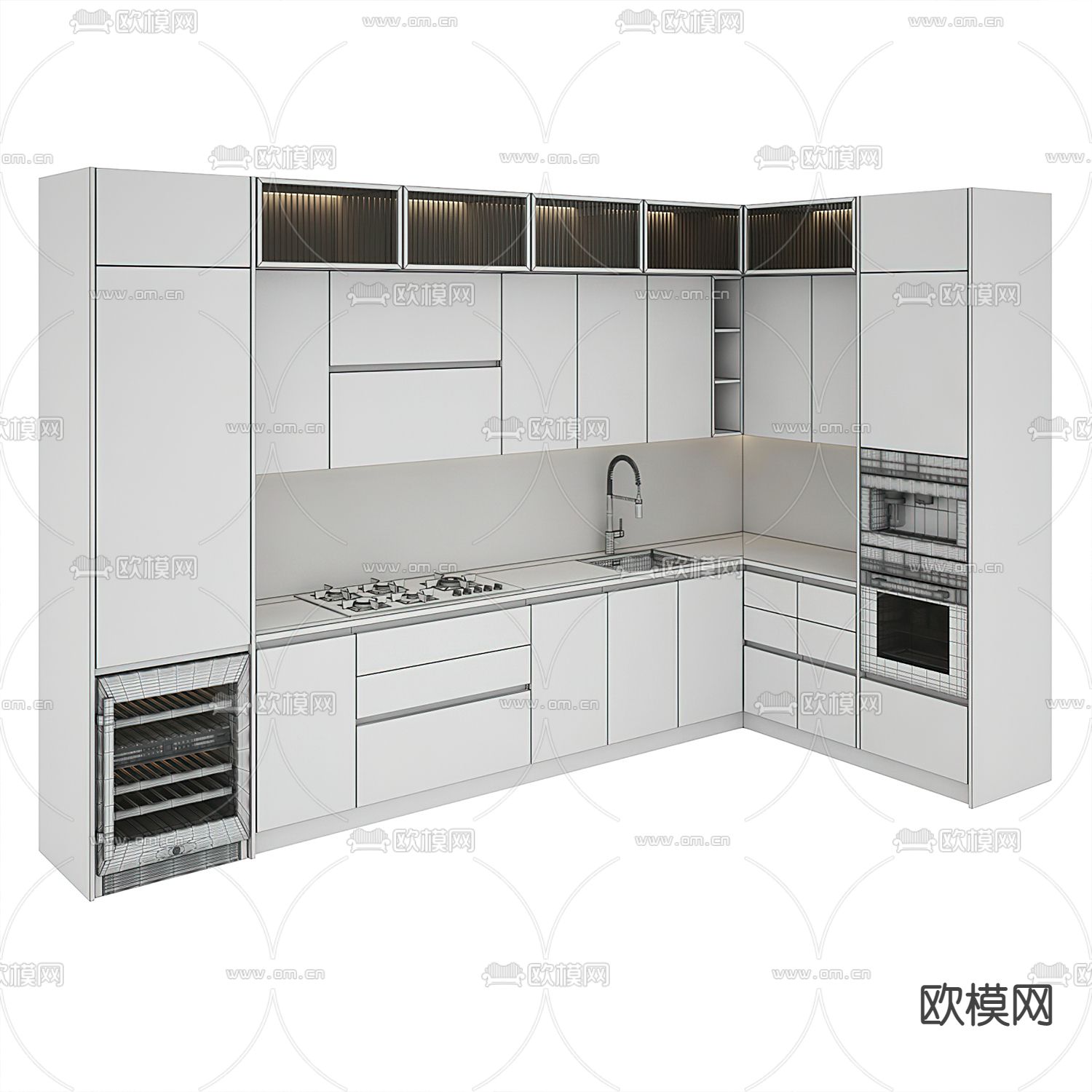 现代厨房橱柜3d模型