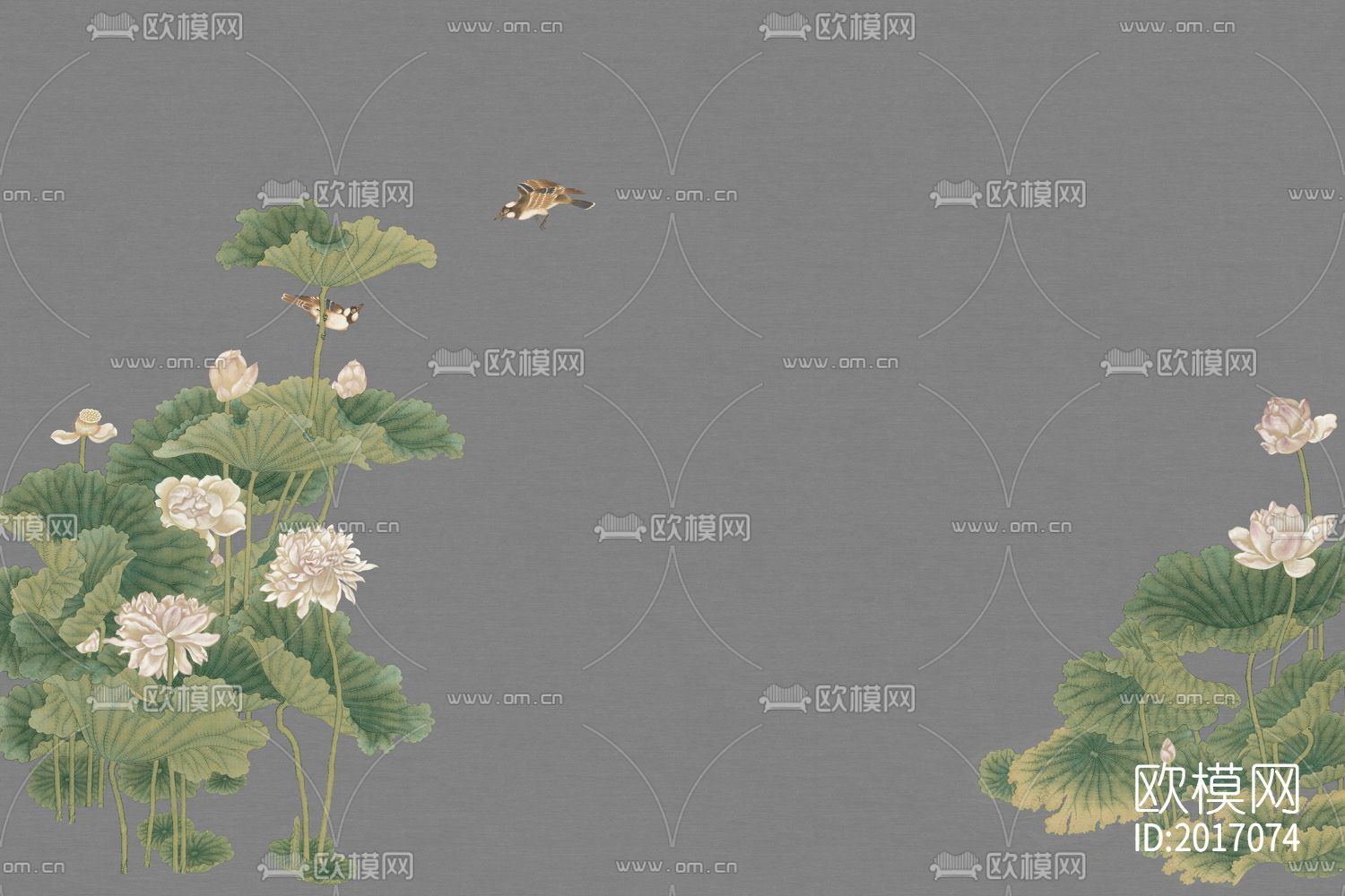 新中式荷花莲花壁纸下载（渲染图3）