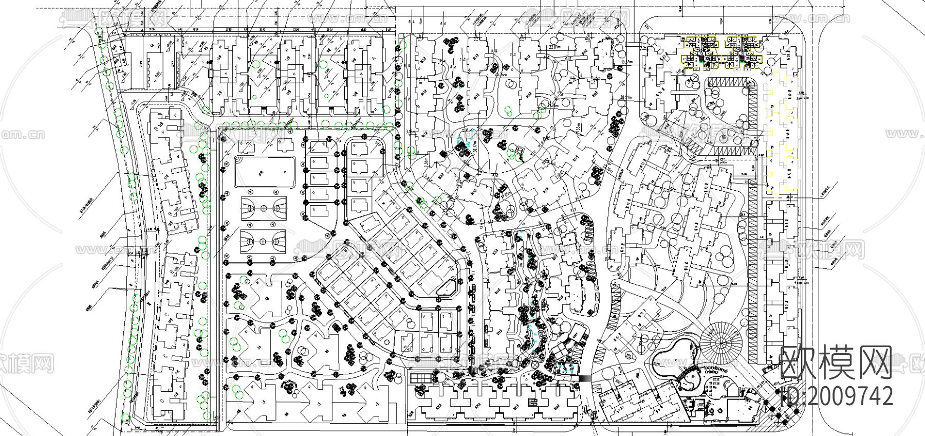 住宅区cad施工图下载（渲染图1）