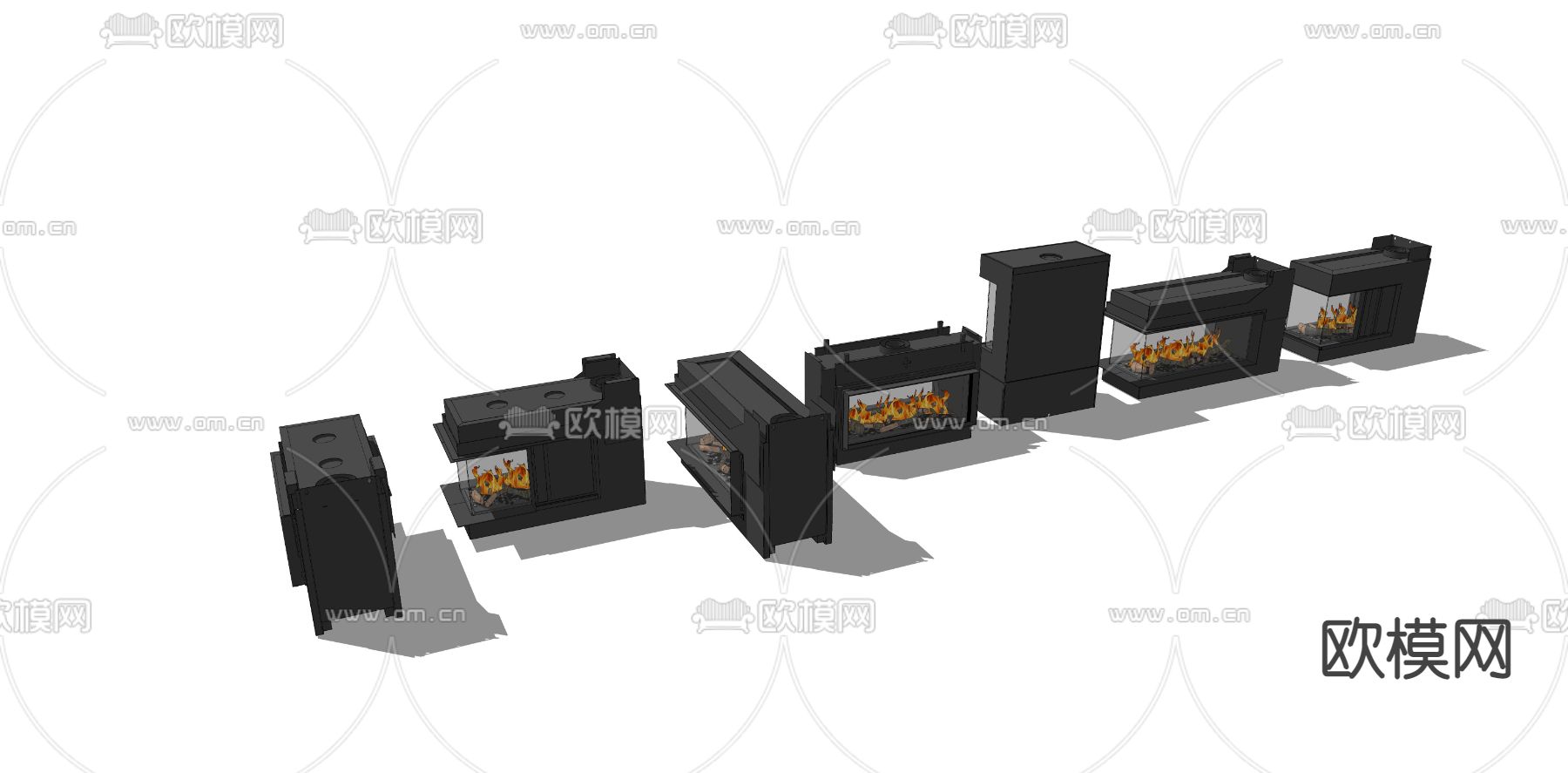 现代壁炉su模型下载（渲染图3）