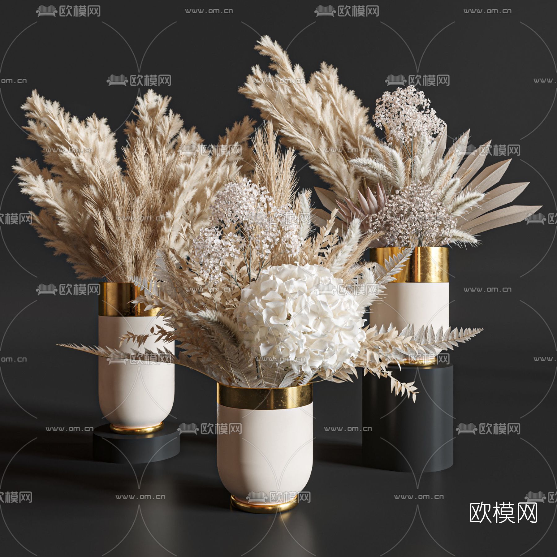 现代干花花瓶插花3d模型