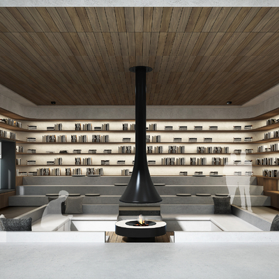  现代阅览室书吧su模型 