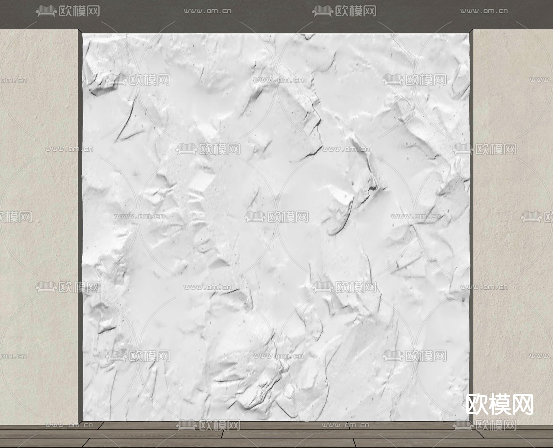 现代毛石墙面su模型下载（渲染图2）