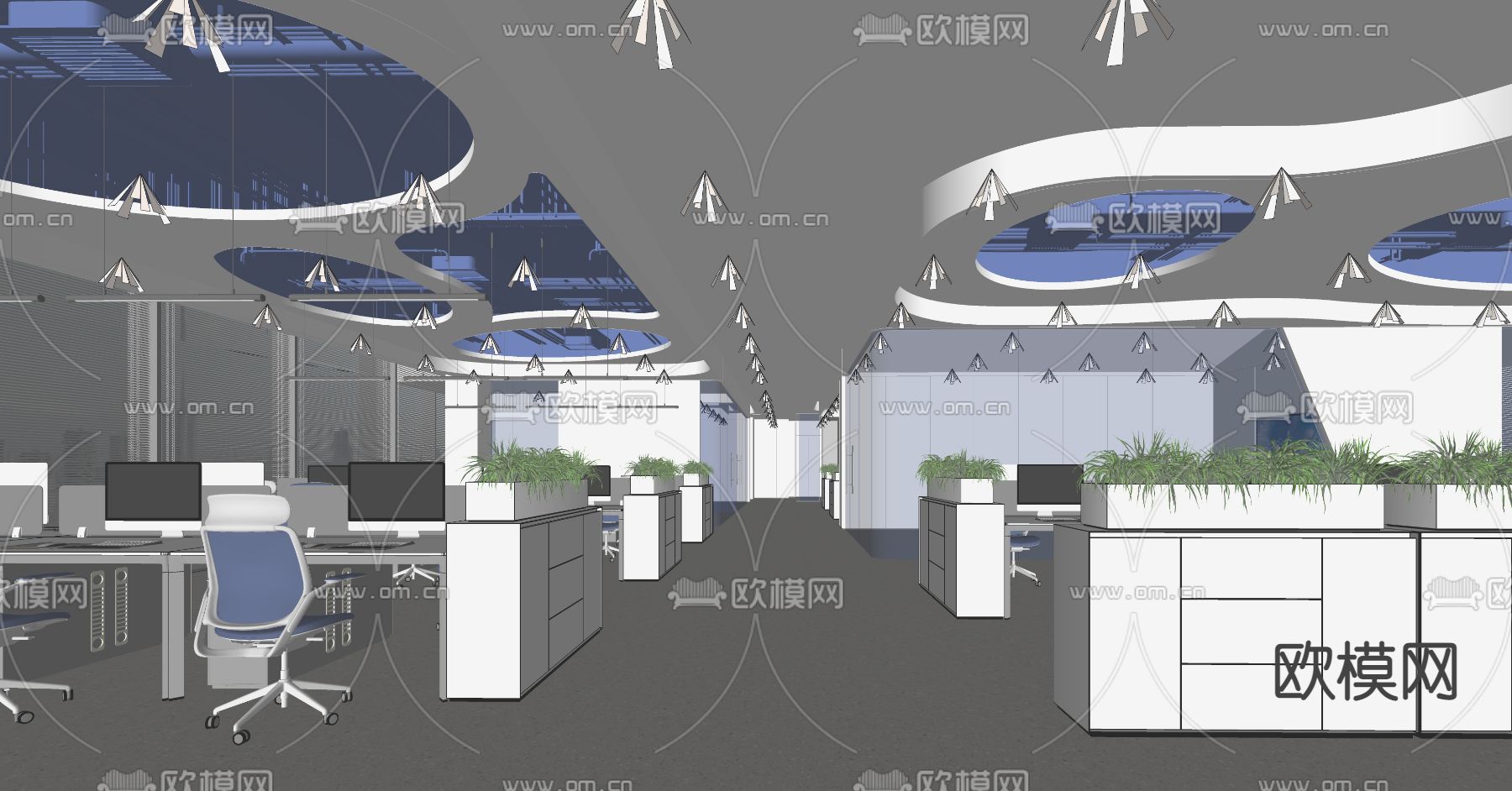 现代公共办公区su模型