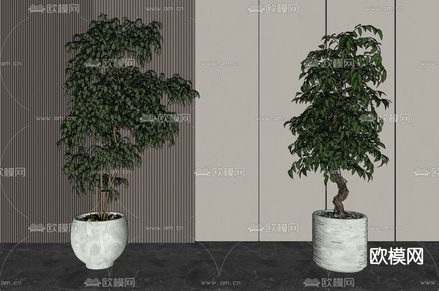 现代绿植盆栽su模型