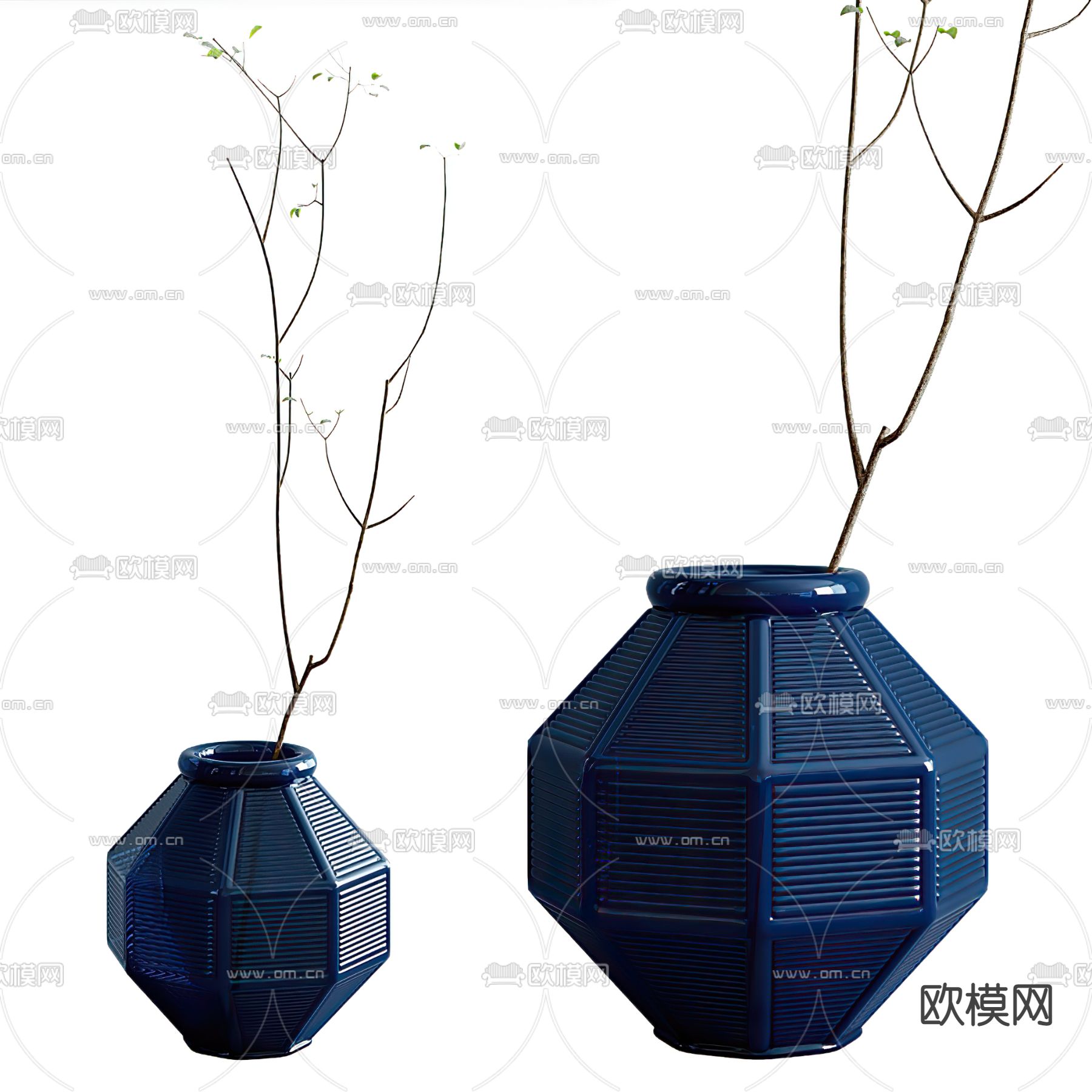 现代陶瓷花瓶花艺3d模型