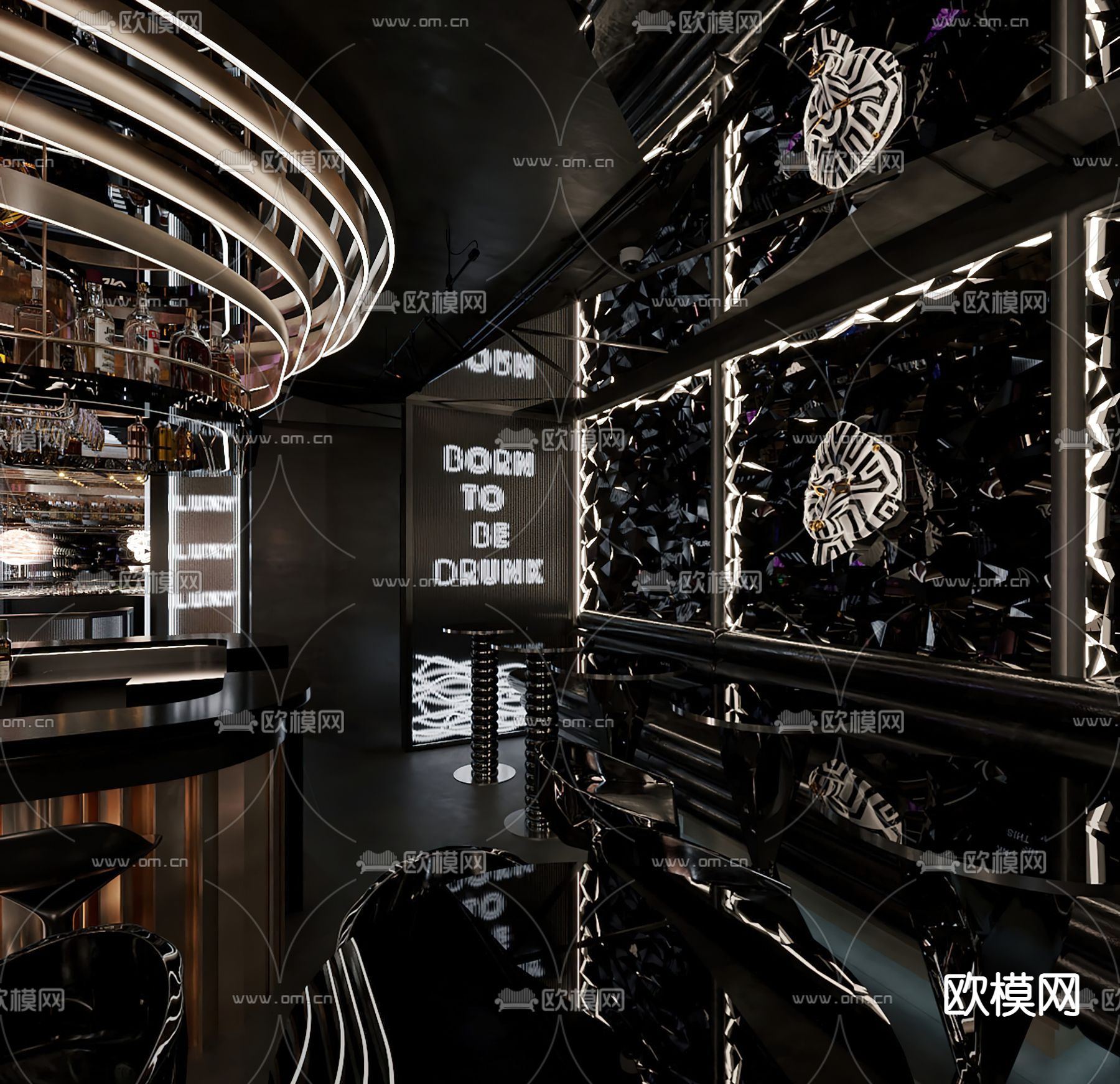 暗黑风酒吧大厅3d模型