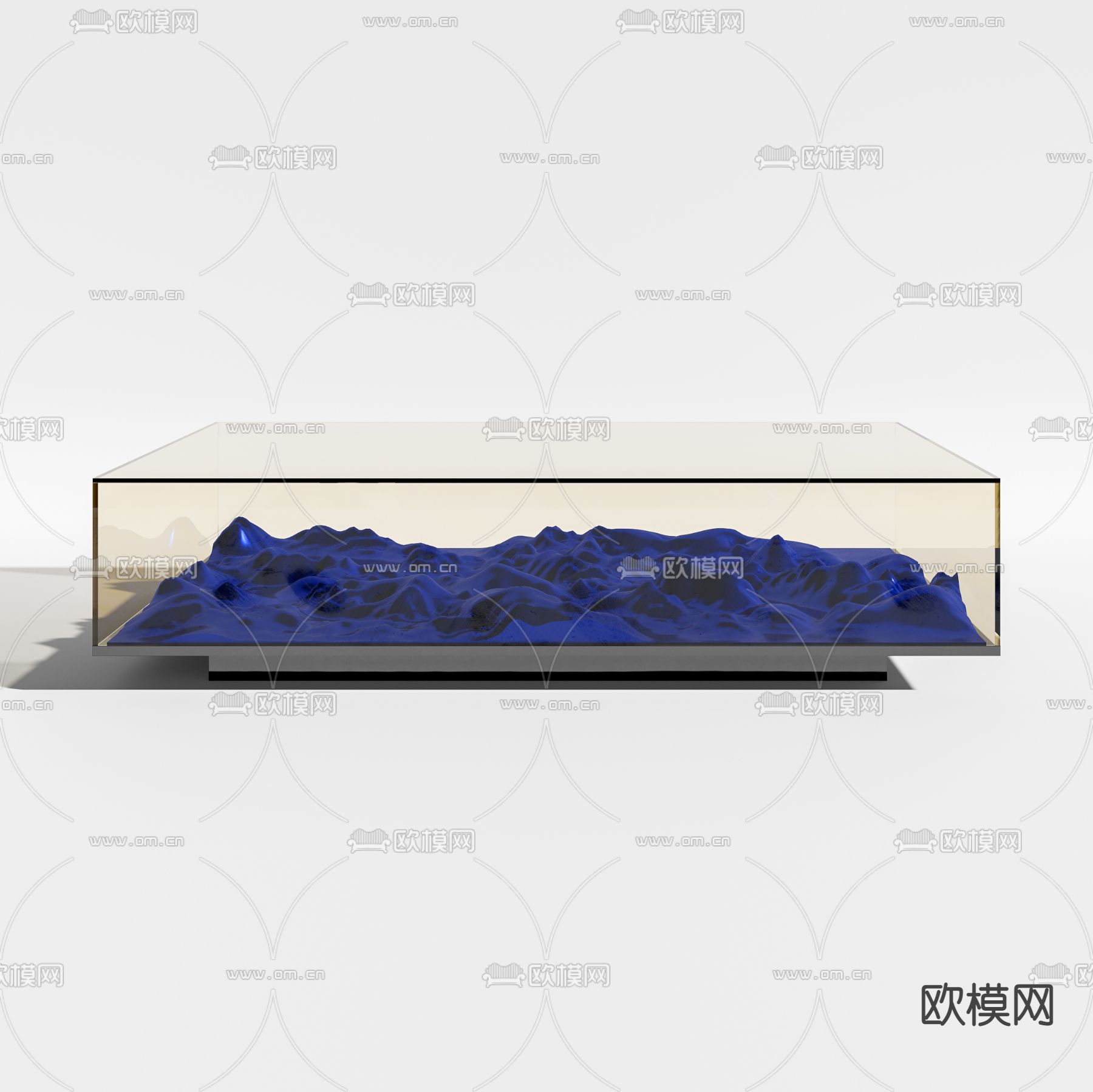 现代玻璃茶几3d模型下载（渲染图2）