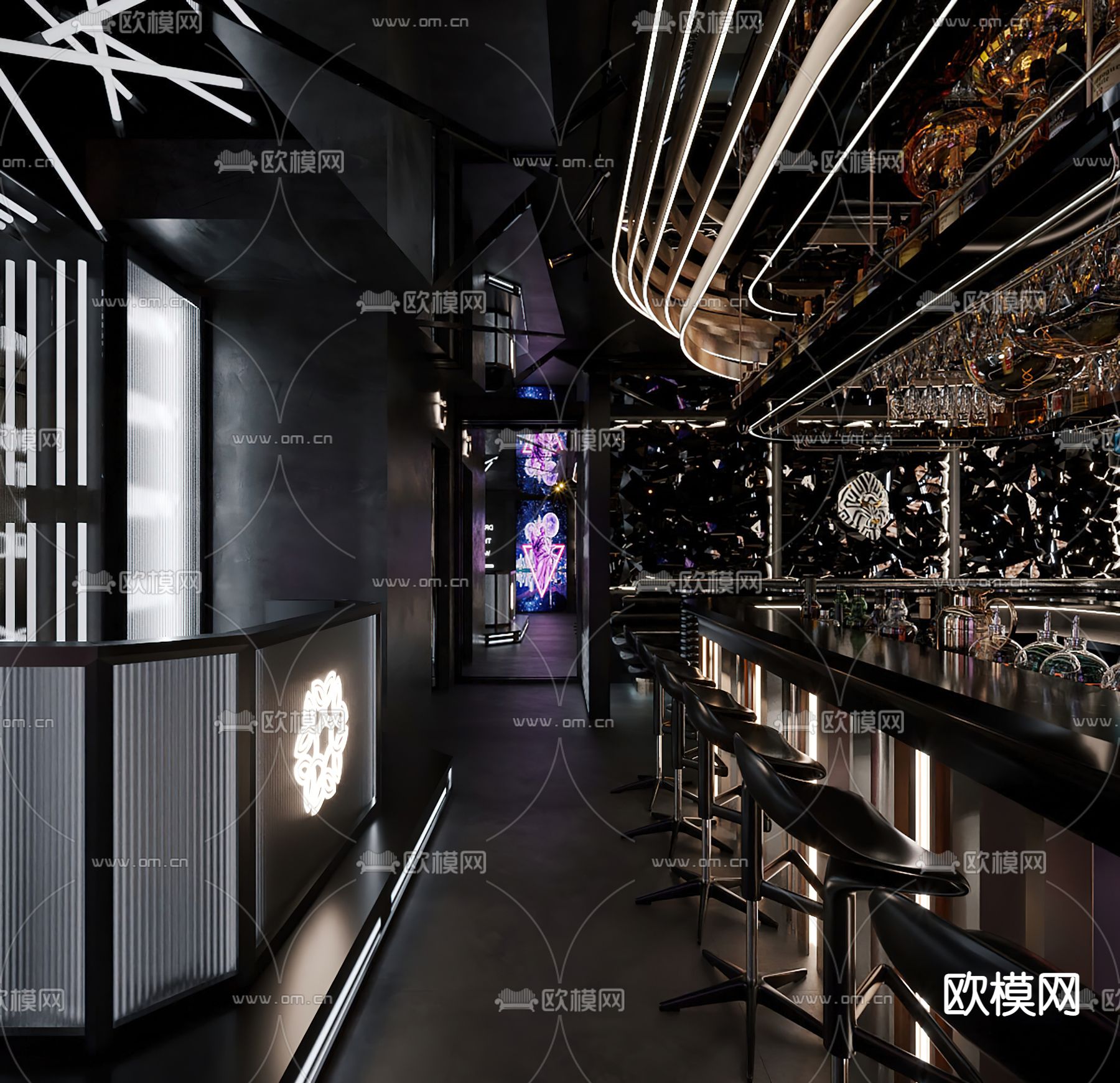 暗黑风酒吧大厅3d模型