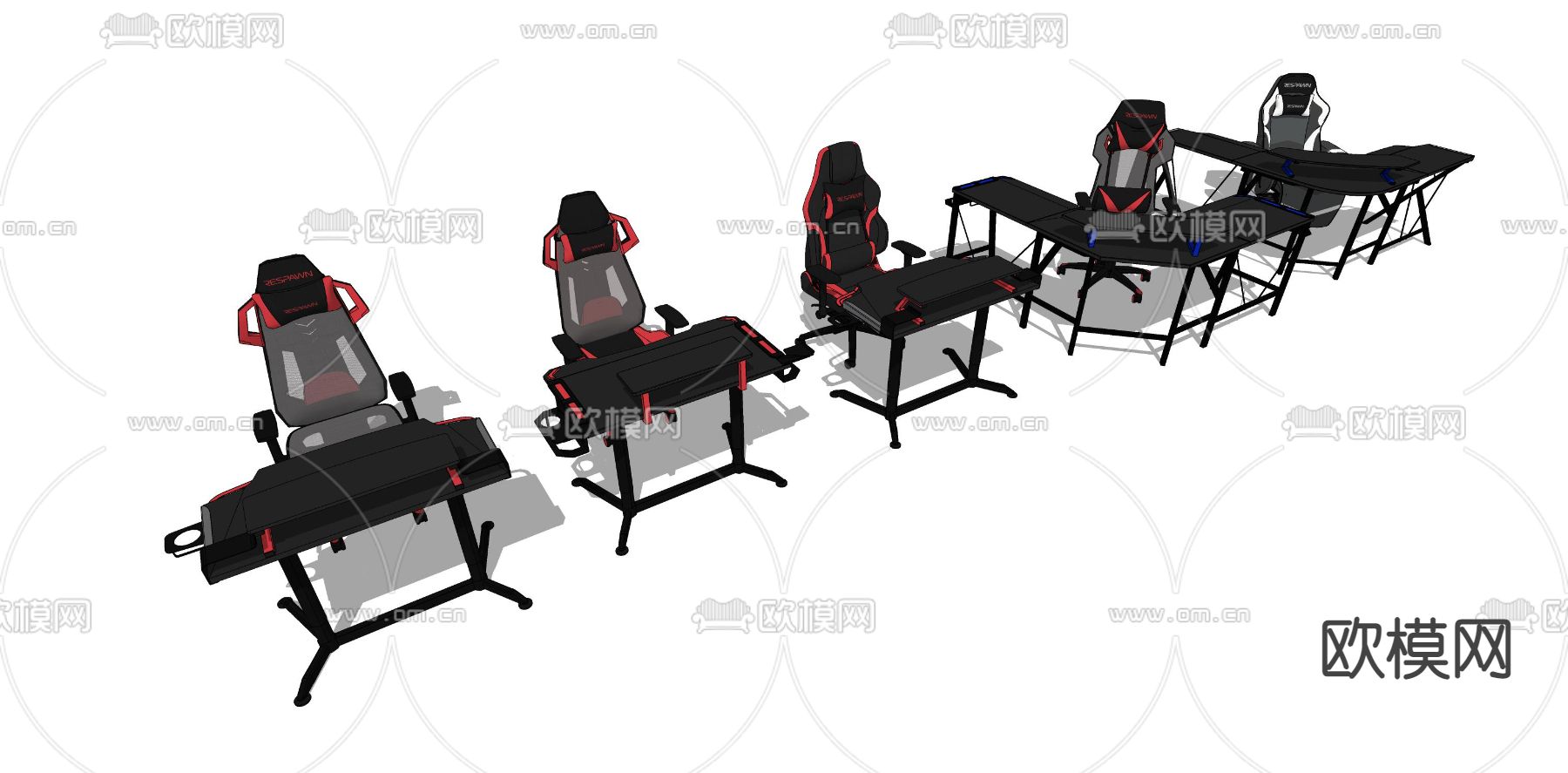现代电竞桌椅su模型下载（渲染图1）