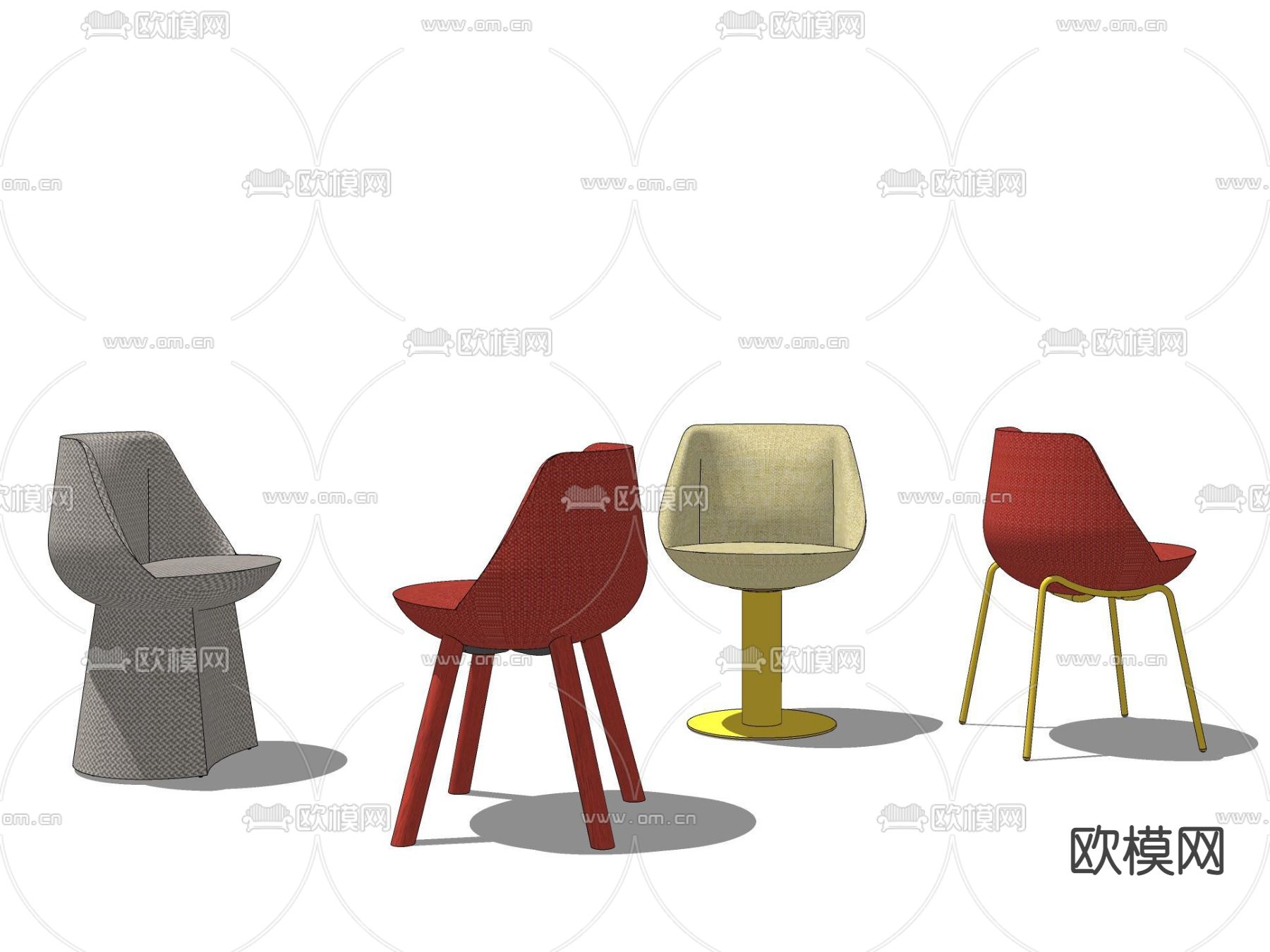 北欧休闲椅su模型下载（渲染图2）