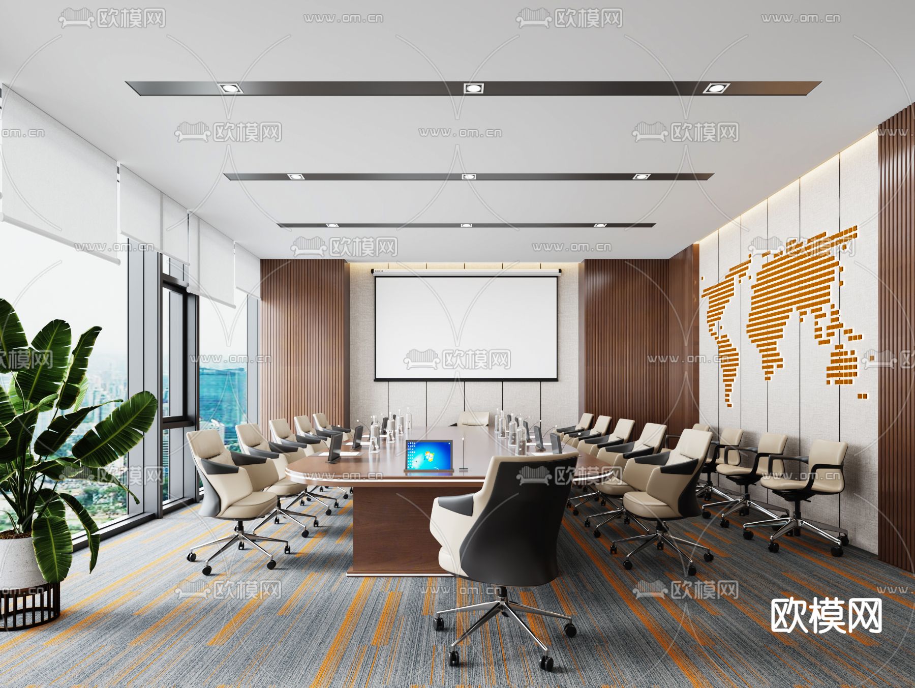 现代会议室3d模型下载