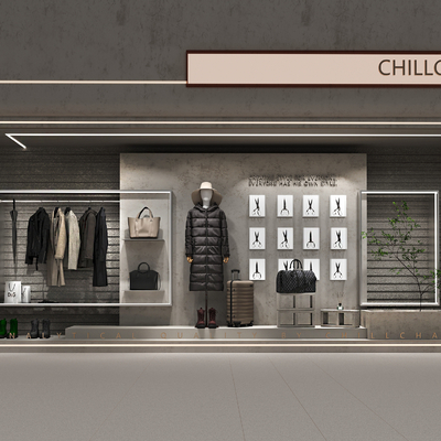  侘寂女装橱窗su模型 