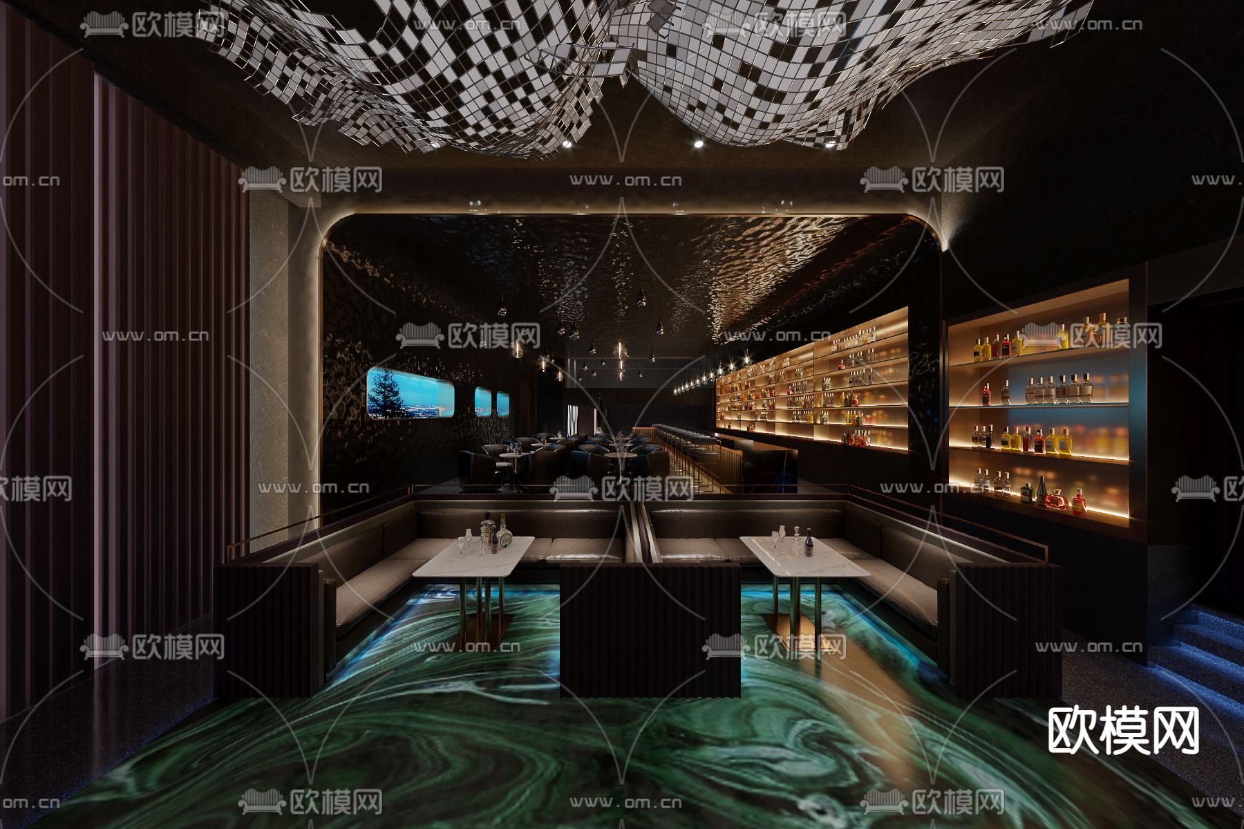 暗黑风酒吧3d模型下载（渲染图1）