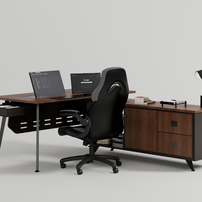  现代电竞桌椅su模型 