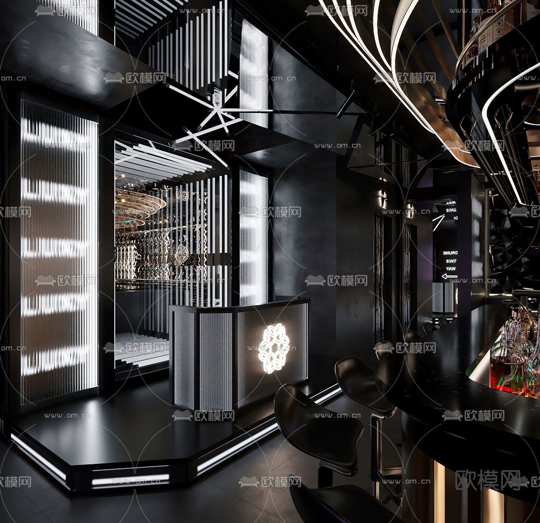 暗黑风酒吧大厅3d模型