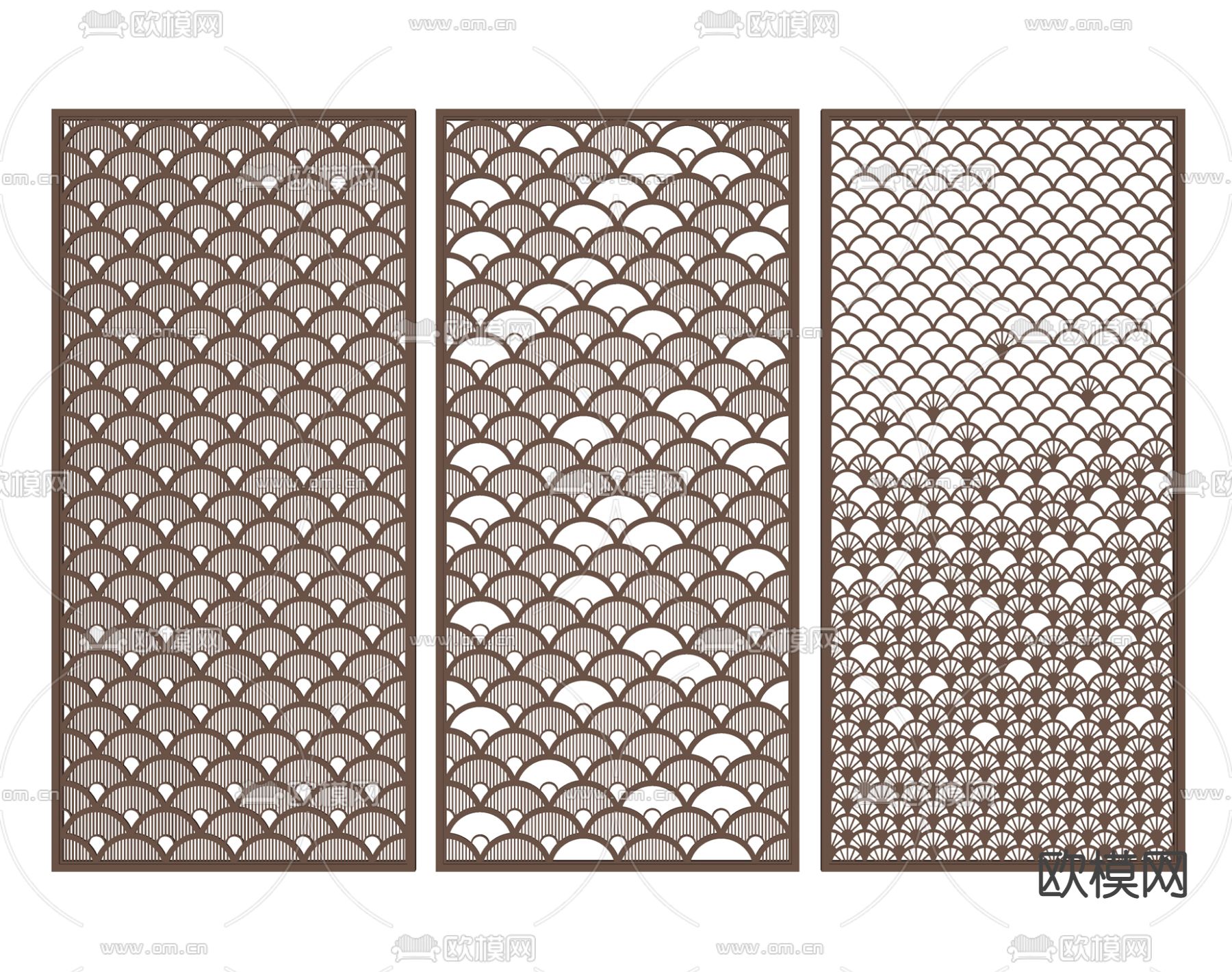 新中式镂空隔断屏风su模型下载