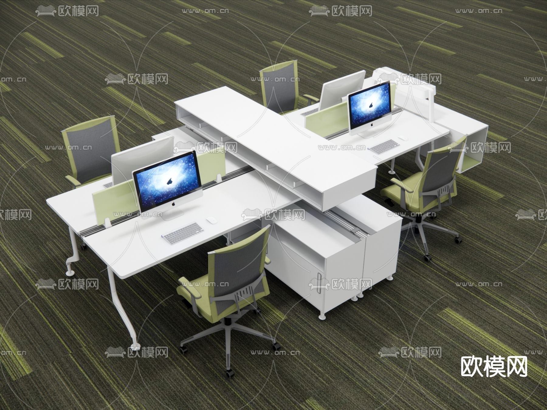 现代办公桌椅su模型下载（渲染图1）