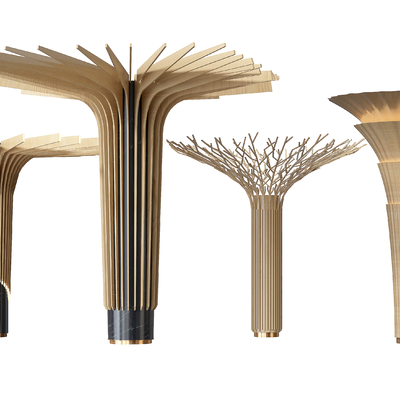  现代异形装饰柱子su模型 