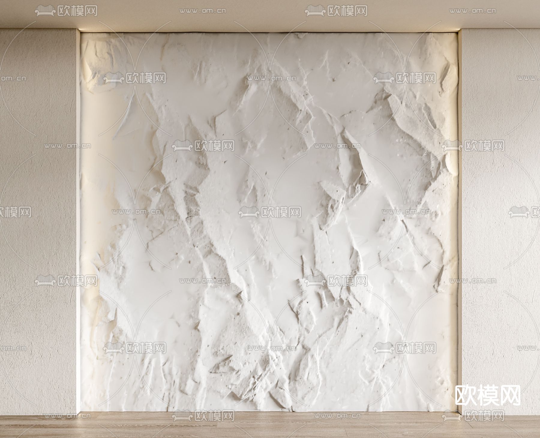 现代毛石墙面su模型下载（渲染图1）