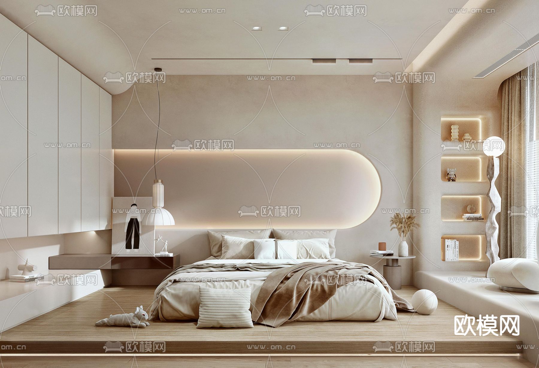 侘寂卧室su模型下载（渲染图1）