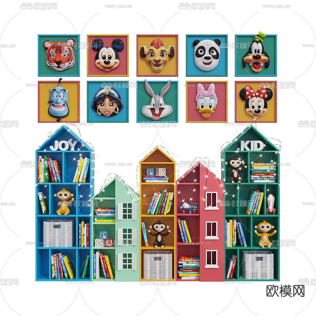 现代儿童玩具柜3d模型下载