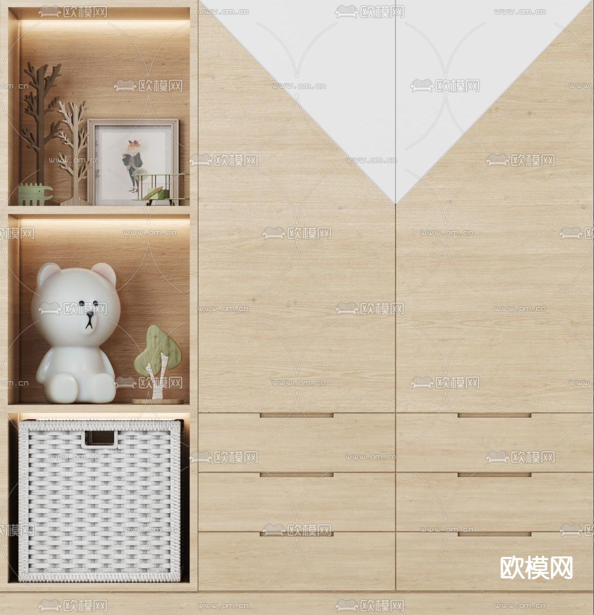 现代儿童衣柜装饰柜3d模型