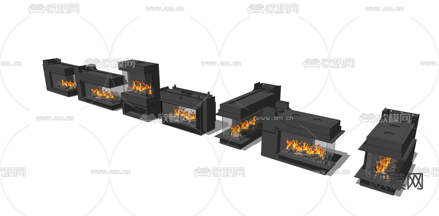 现代壁炉su模型下载（渲染图2）